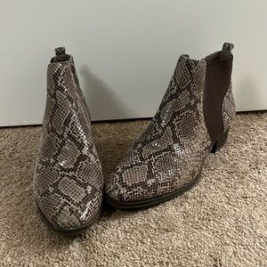 Faux snake skin booties